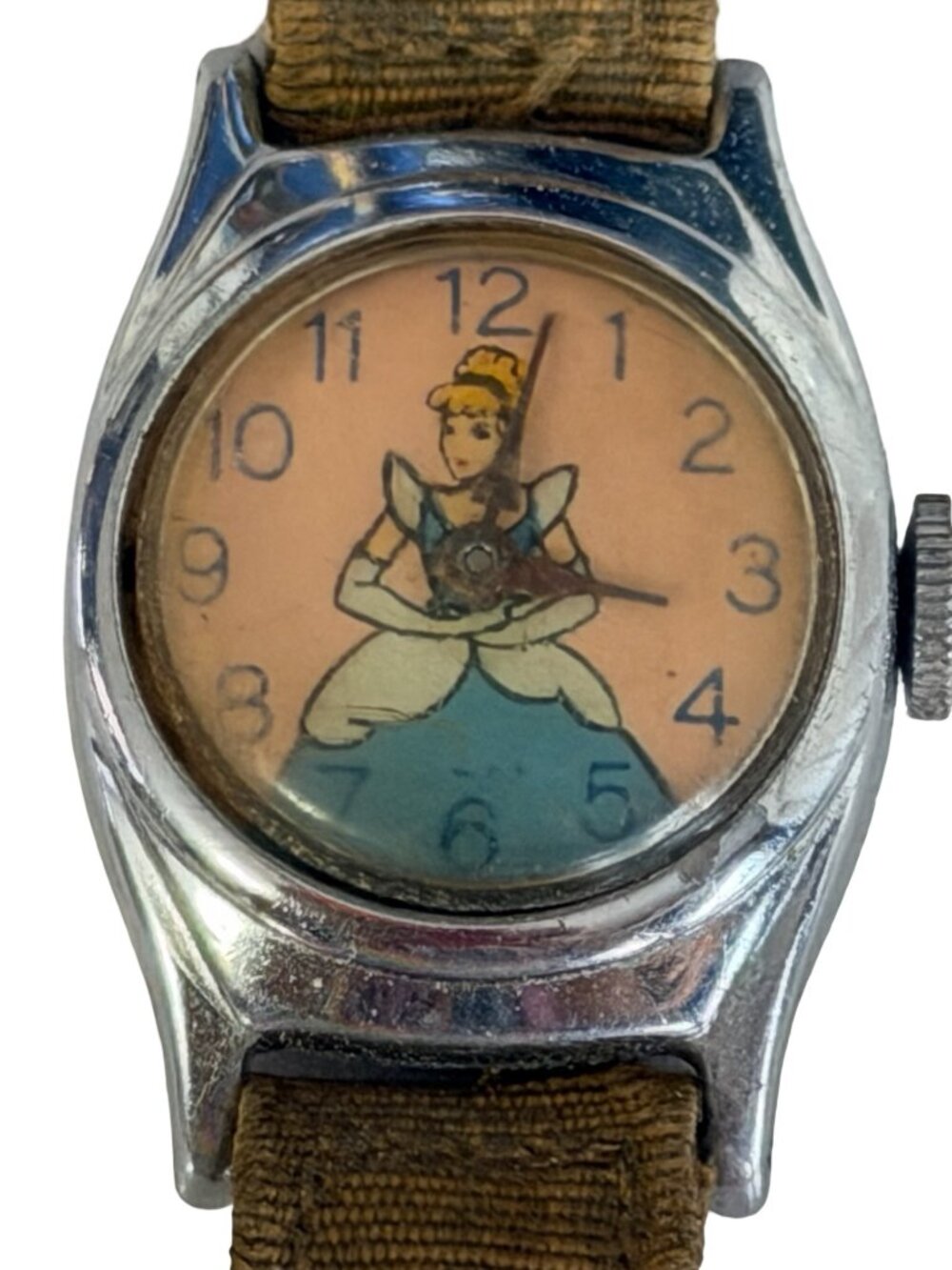 Vintage US Time Cinderella Children's Wind Up Wristwatch Original Band Untested - Picture 2 of 5